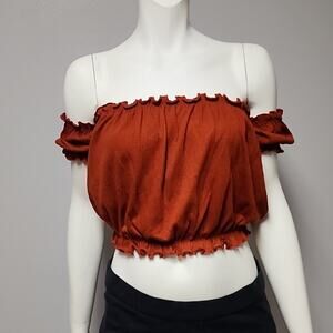 Forever 21 Top Off Shoulder Midriff Rust Size Small